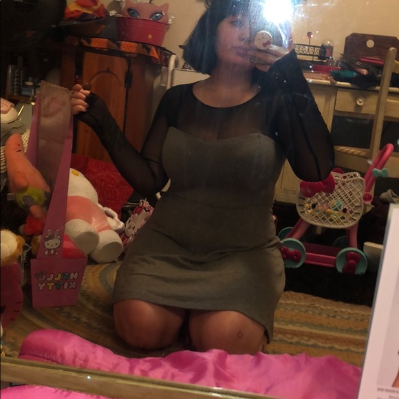 Forever 21 Dresses & Skirts - Forever 21 Black Mesh & Gray Skater Dress